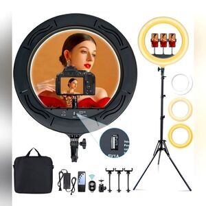 MOUNTDOG 16" Ring Light Kit 55W Bluetooth LED Ringlight Lighting with Tripod